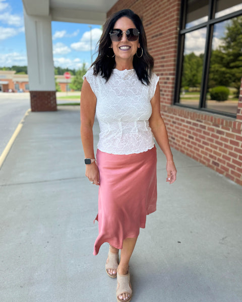 Kaitlyn Lace Top in White FINAL SALE