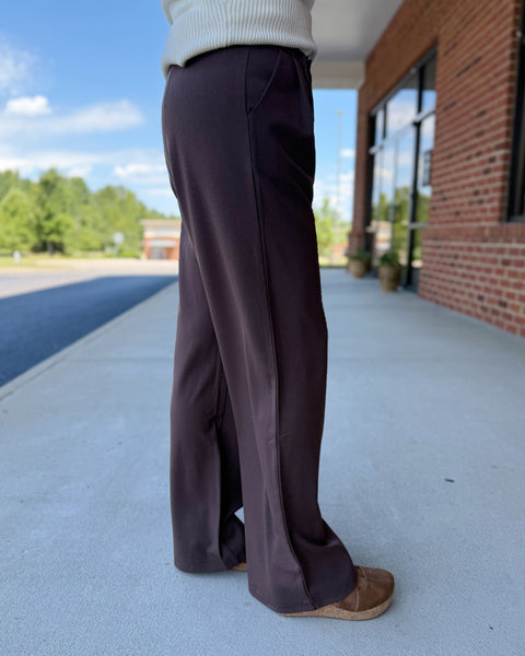 Kacey Pleated Wide Leg Pants in Mocha FINAL SALE