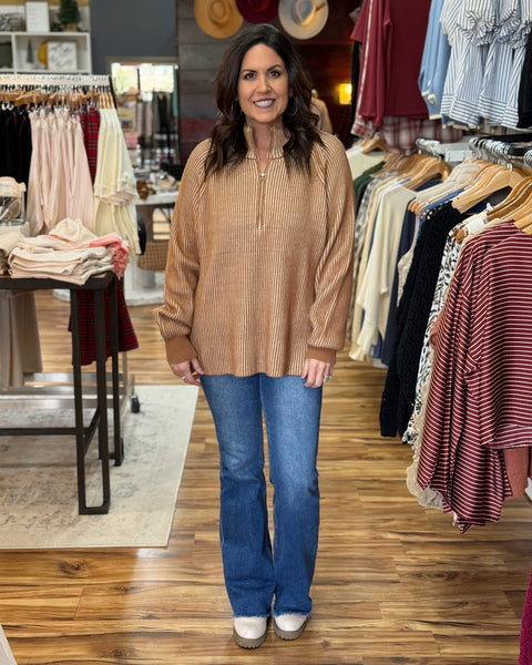 Felicity Two Tone Sweater in Deep Camel FINAL SALE