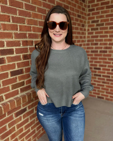 Mara REG/CURVY Knit Sweater in Charcoal