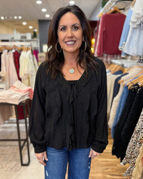 Willow Ruffle Blouse in Black
