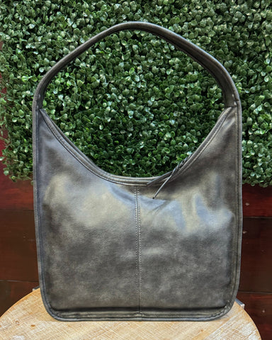 Joey Distressed Slouchy Hobo Bag in Charcoal