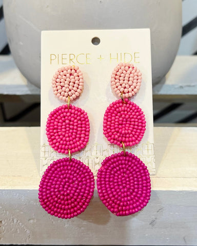 Cascading Pink Beaded Drop Earrings