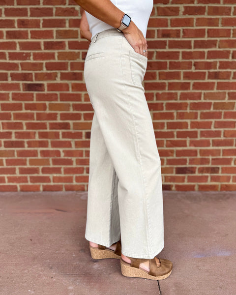 Helena Wide Leg Pants in Stone FINAL SALE