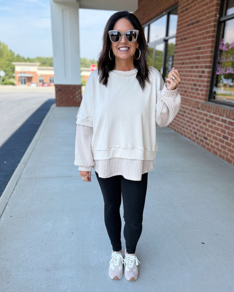 Raven CURVY Sweatshirt Top in Ecru FINAL SALE