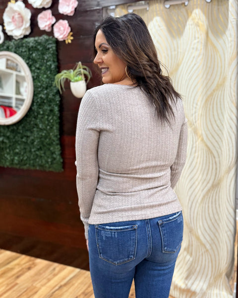 Wren Pointelle Top in Grey