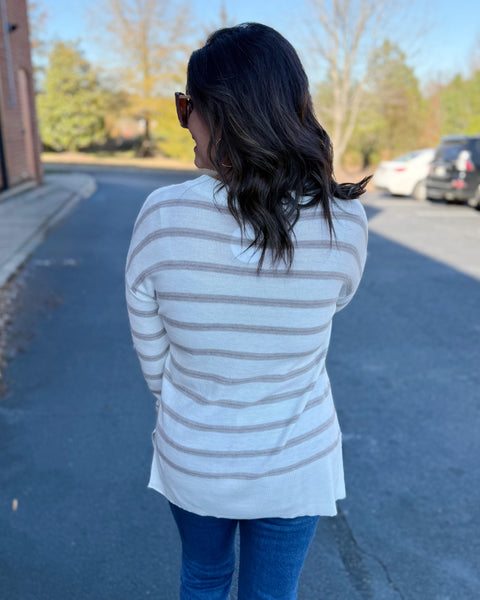 Sylvia Stripe Sweater in Mocha FINAL SALE