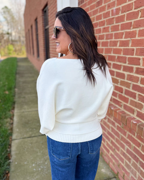 Callie Boat Neck Sweater in Cream