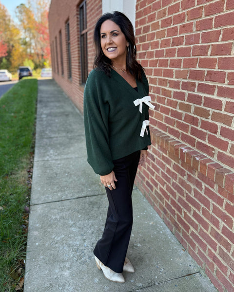 Scarlett Bow Cardigan in Green