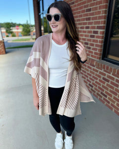 Morgan Chevron Poncho Cardigan in Taupe