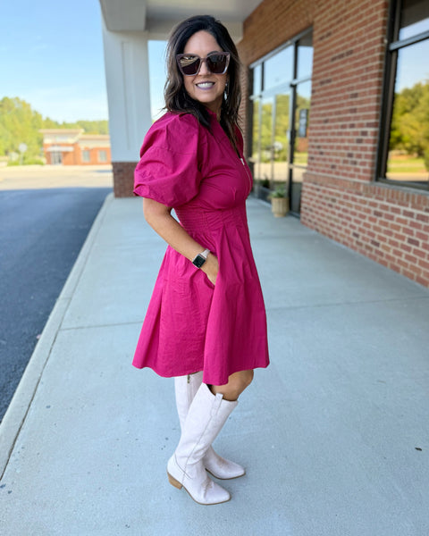 Maria Front Zip Dress in Berry