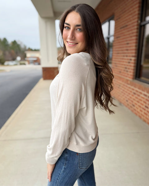 Serenity Soft Round Neck Sweater in Oatmeal FINAL SALE