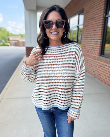 Tyler Crochet Sweater in Blue