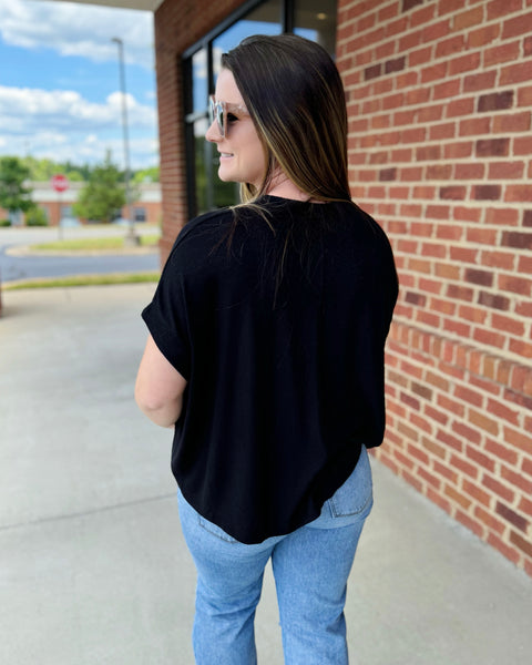 India Short Sleeve Blouse in Black