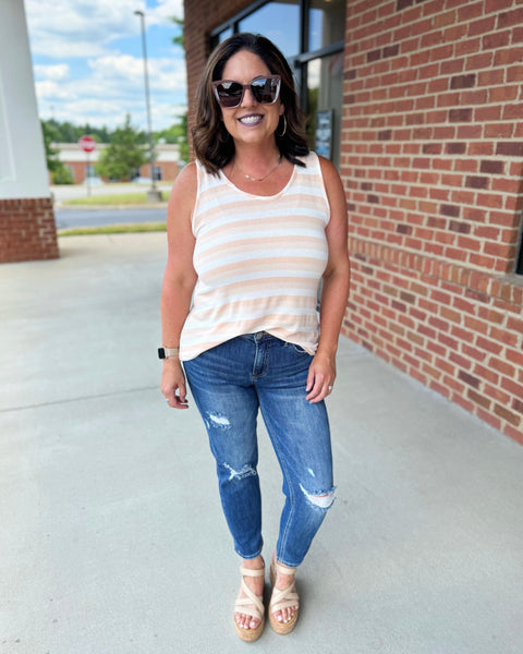 Dorothy Jersey Tank in Peach FINAL SALE