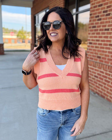 Frances Sweater Vest in Coral