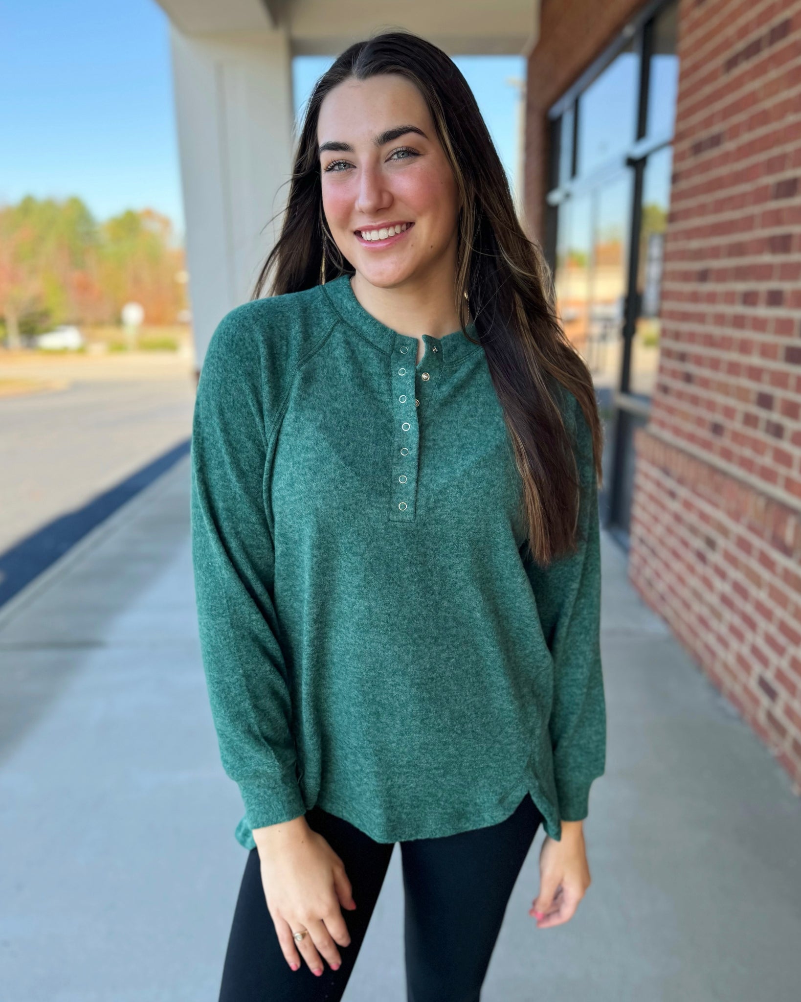 Logan Henley Sweater in Dark Green