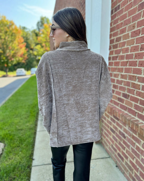 Pandora Soft Knit Pullover Top in Mocha