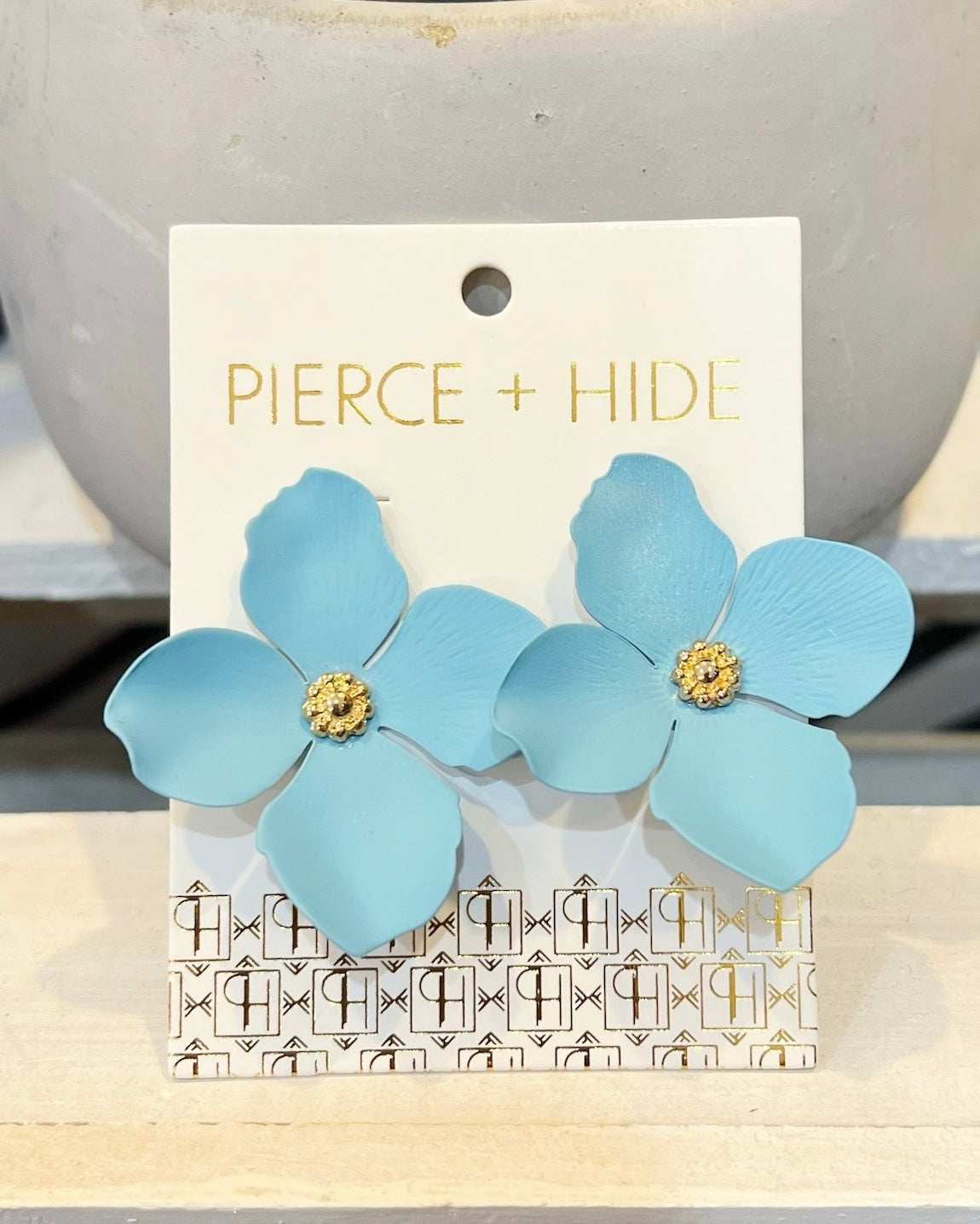 Light Blue Petal Statement Earrings