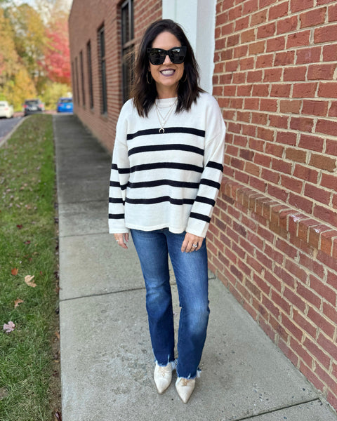 Lena Stripe Sweater in Ivory