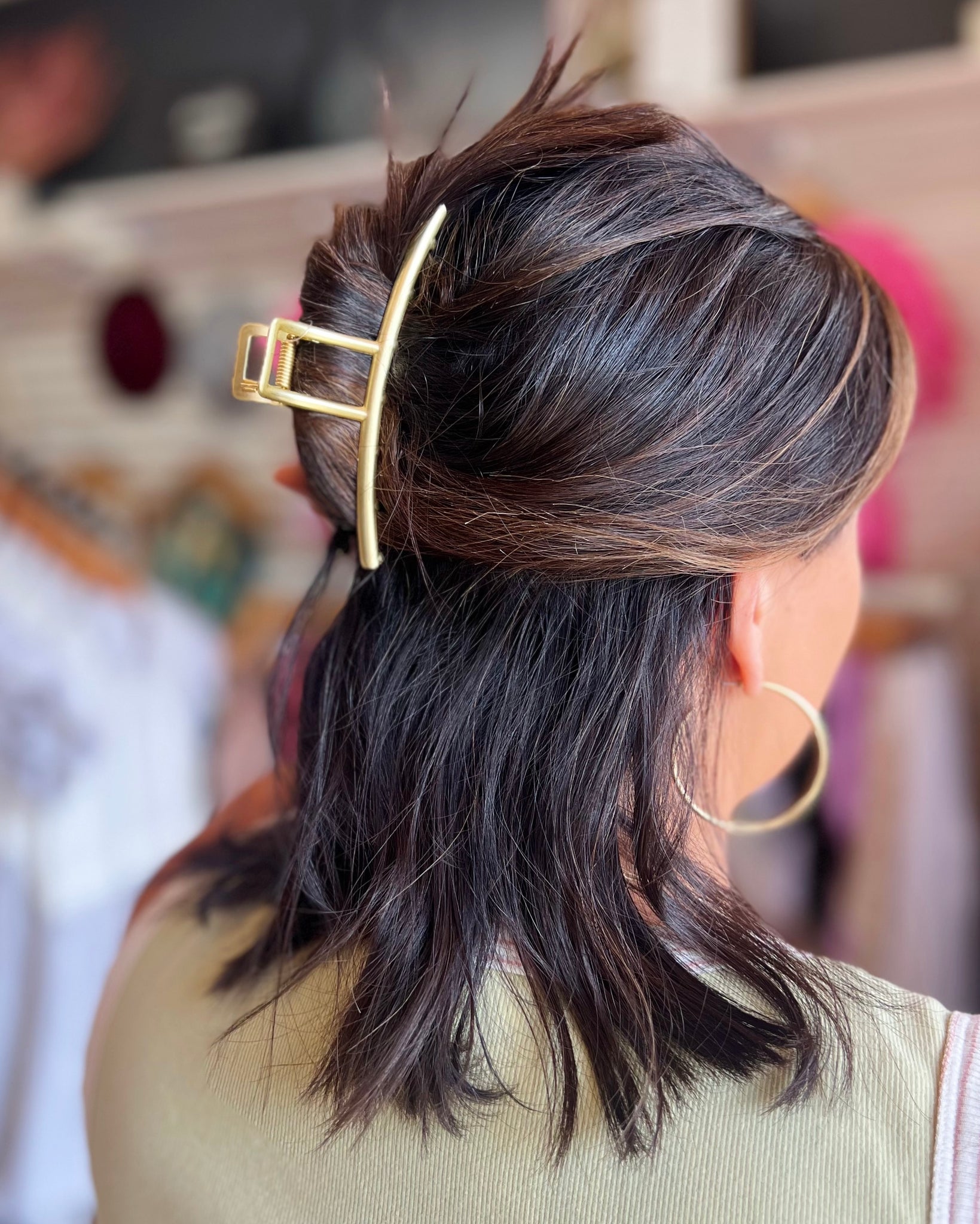 Matte Gold Rectangle Hair Claw