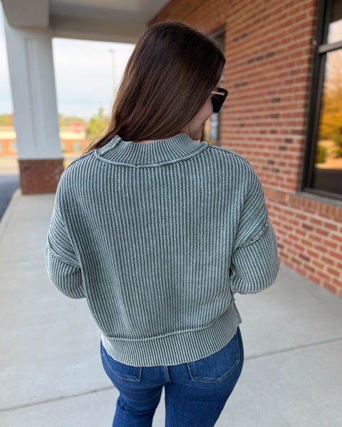 Tinley Washed Sweater in Ash Jade FINAL SALE