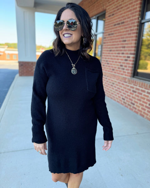 Evelyn Sweater Dress in Black