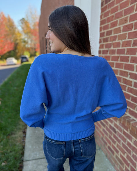 Callie Boat Neck Sweater in Cobalt Blue FINAL SALE