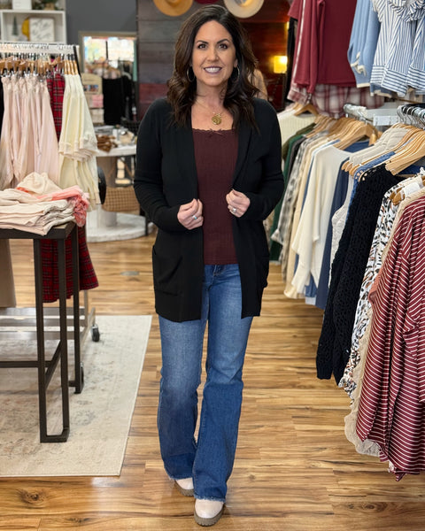 Stefanie REG/CURVY Cardigan in Black FINAL SALE