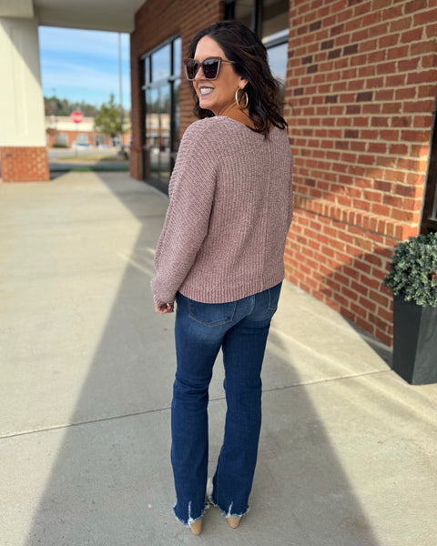 Allison Metallic Sweater in Mauve