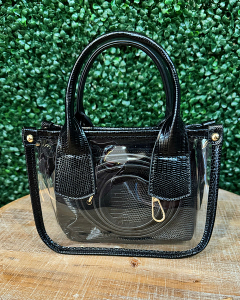 Stacey Clear Satchel Bag in Black