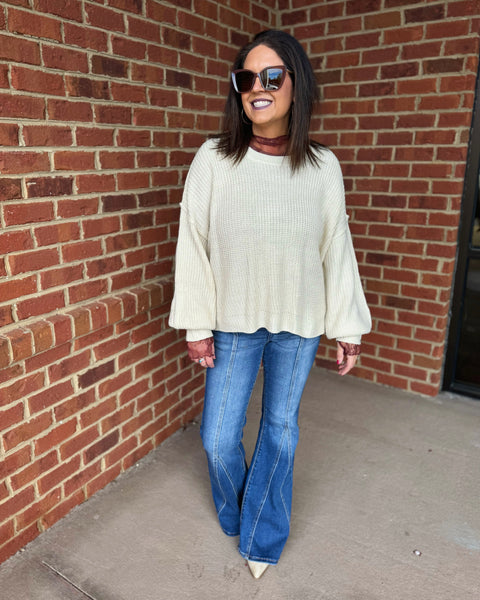 Mara REG/CURVY Knit Sweater in Beige