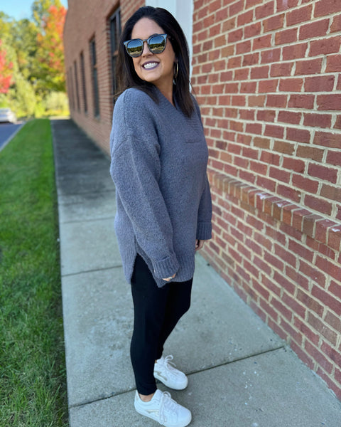 Georgia Slouchy Sweater in Charcoal