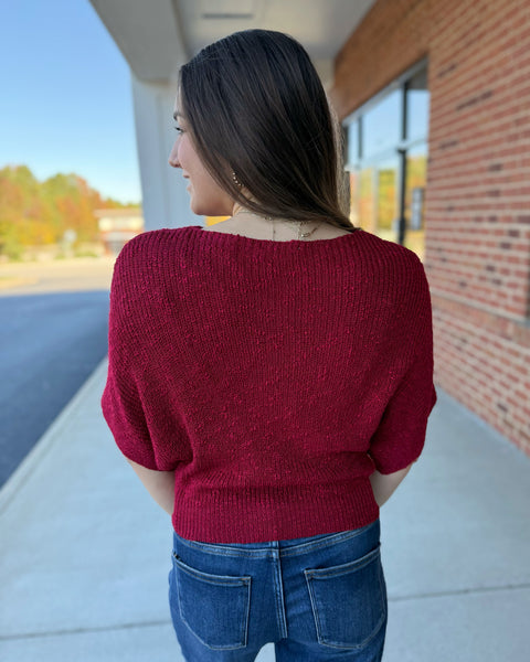Ainsley Dolman Knit Sweater in Wine