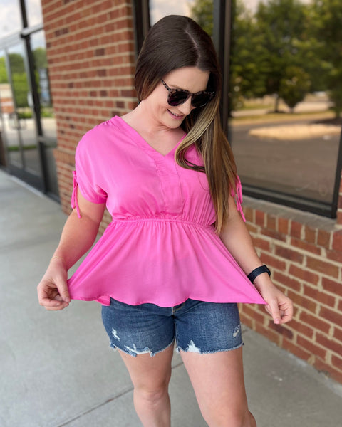 Eden Blouse in Hot Pink FINAL SALE