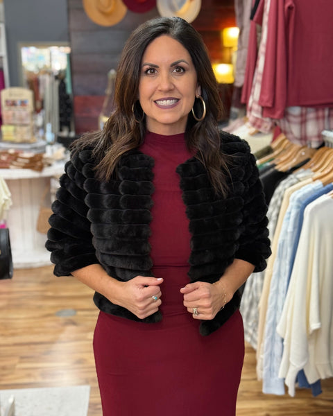 Polly Faux Fur Jacket in Black