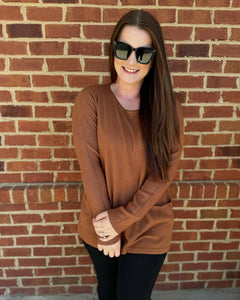 Linda REG/CURVY Front Pocket Sweater in H. Deep Camel