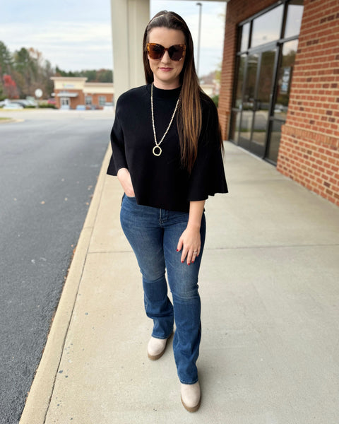 Dallas Bell Sleeve Sweater in Black