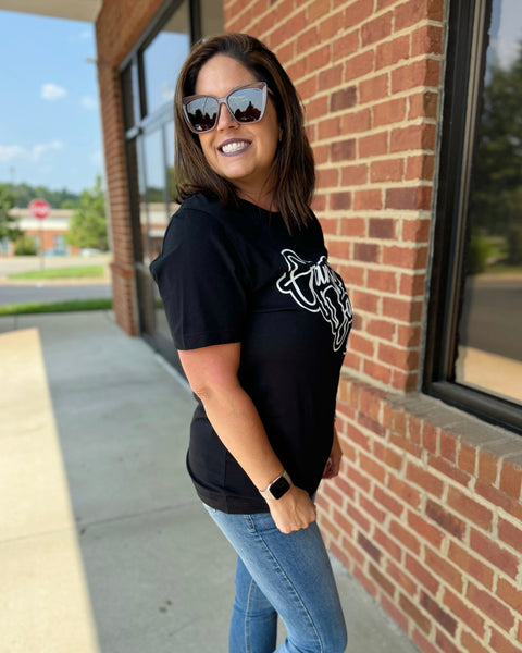 GAME DAY REG/CURVY Tee in Black FINAL SALE