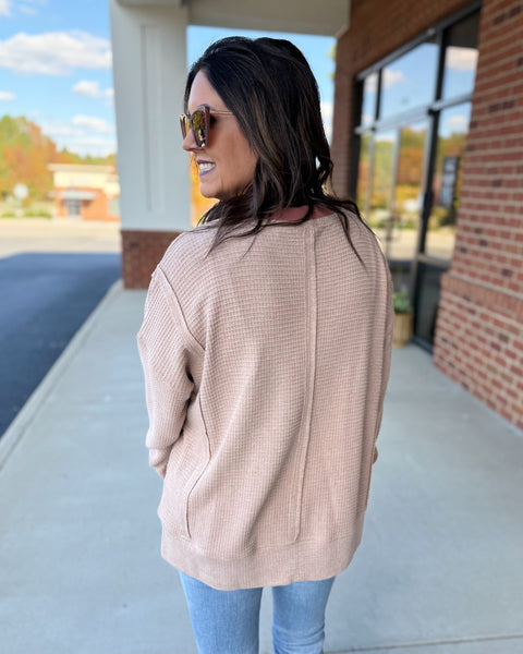 Ryan Brushed Thermal Pullover in Rust