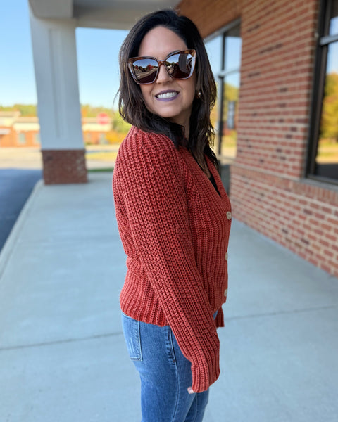 Alexis Knit Cardigan in Spiced Brandy