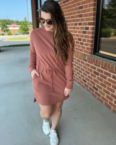 Stella Drawstring Dress in Sienna