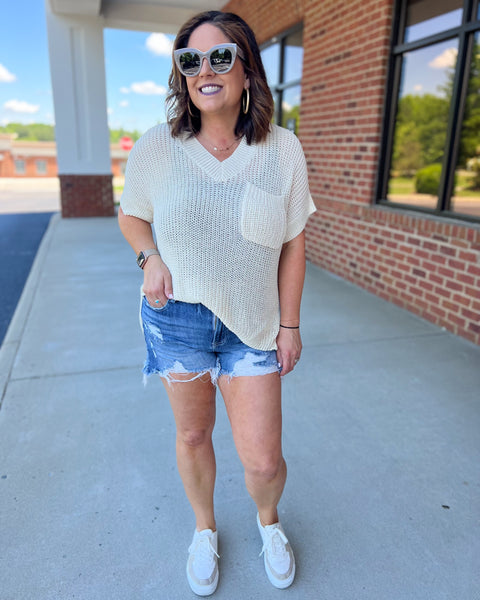 Emma Lightweight Sweater in Cream FINAL SALE