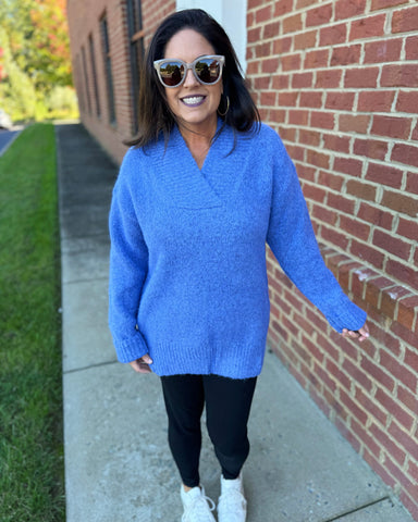 Georgia Slouchy Sweater in Slate Blue