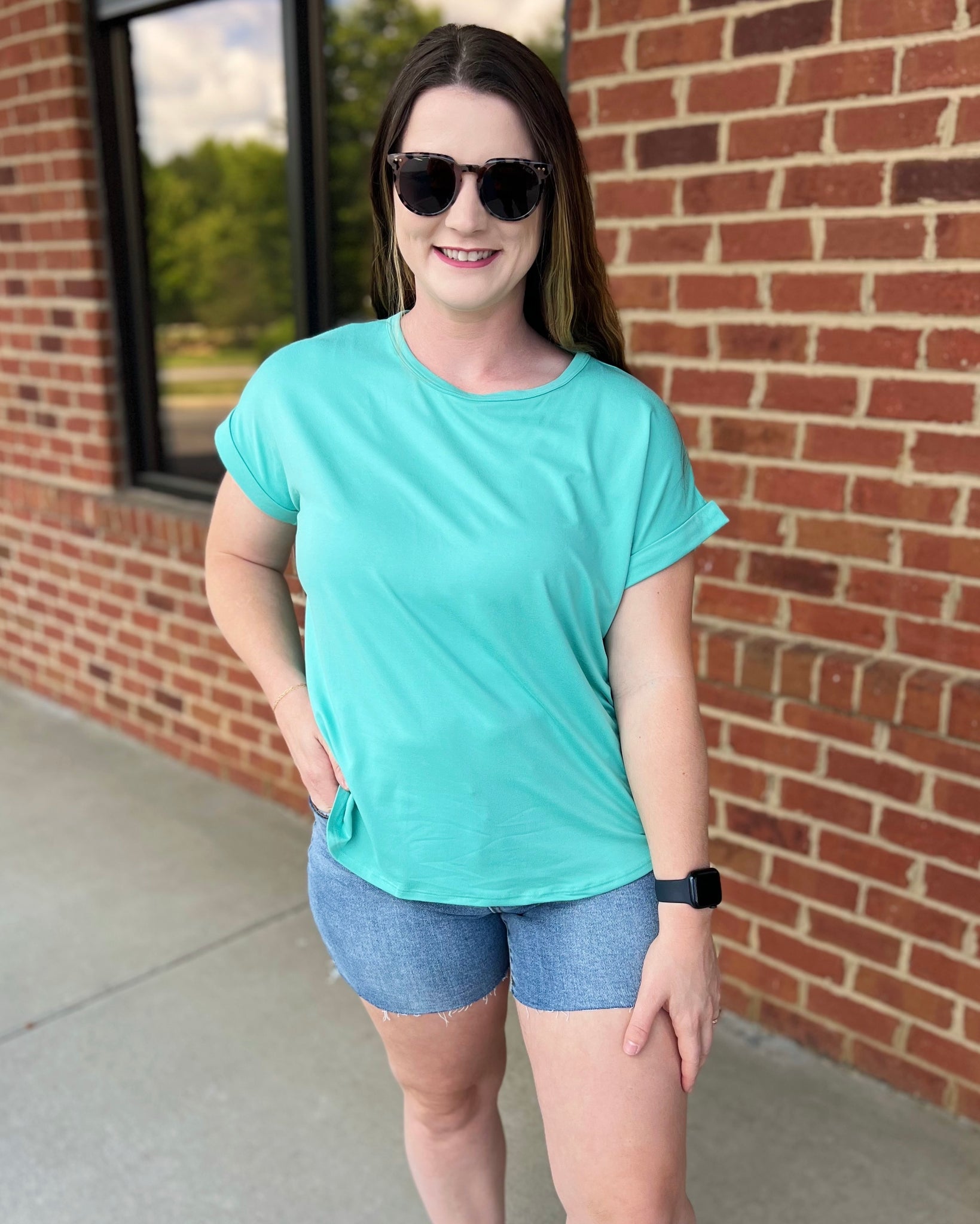 Sloane REG/CURVY Tee in Tiffany Blue FINAL SALE