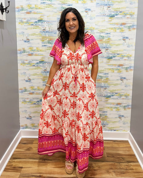 Ellie Maxi Dress in Coral