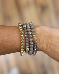 Sparkly Blush Beaded Bracelets with Gold Coin