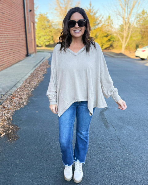 Nolan Asymmetrical Top in Stone FINAL SALE