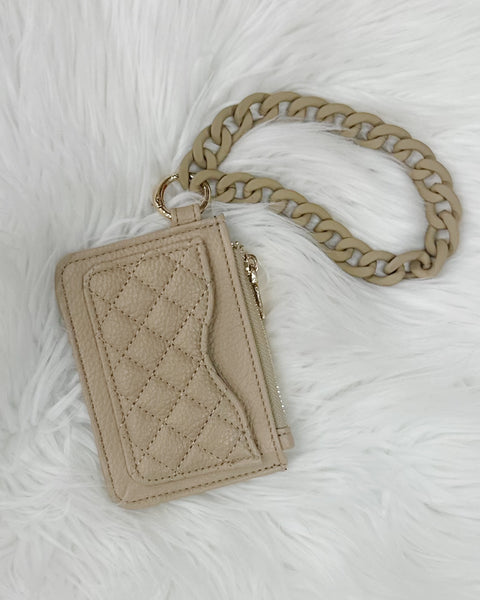 Rhodes Quilted Wallet w/ Chain Bangle in Taupe