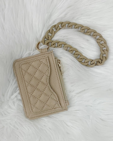 Rhodes Quilted Wallet w/ Chain Bangle in Taupe